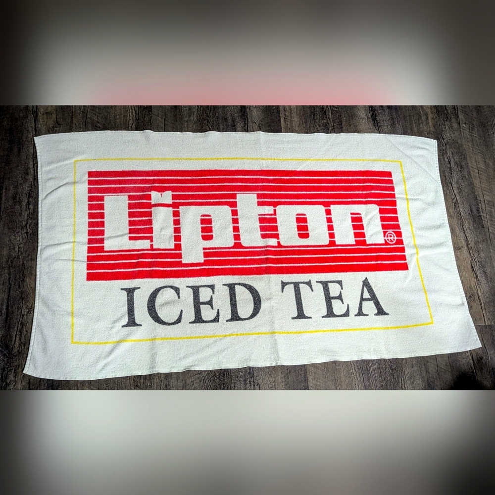 Lipton Iced Tea Vintage Promo Advertising Logo Pool Beach Towel Made In USA